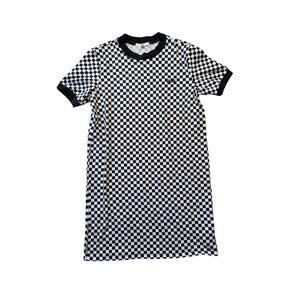 VANS Checkered Crew Neck, Mini t-shirt Dress, Small; Black & white; streetwear